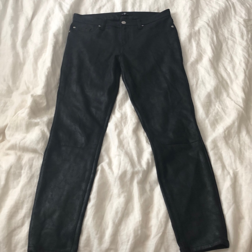 7 for all mankind Faux leather cropped jeans.